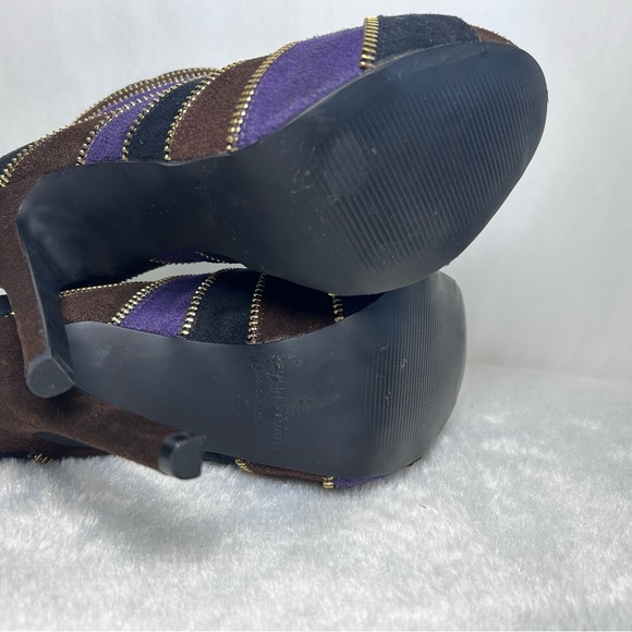 Colin Stuart Black, Purple, and Brown Ankle Booties - Picture 5 of 5